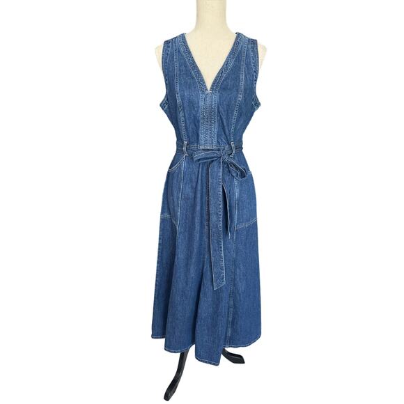 Sundance Poppy Denim Maxi Dress in Light Wash, size 8 Western Coastal Cowgirl - Picture 7 of 15